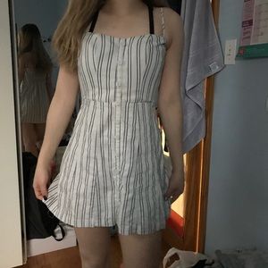 Blue and White Vertical Striped Dress